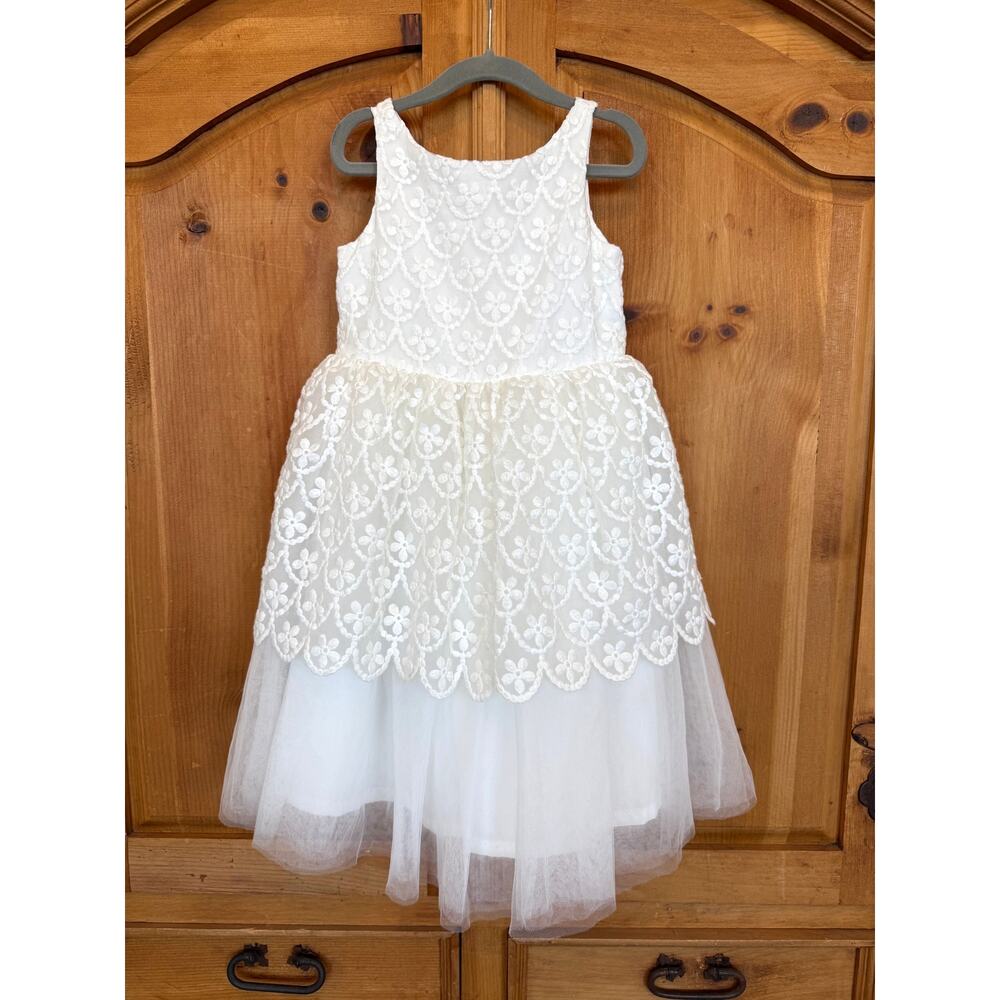 Janie and Jack 4T White Floral Organza Special Occasions Dress, Flower Girl